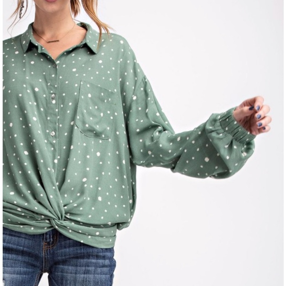 Sage Green Slouchy Blouse